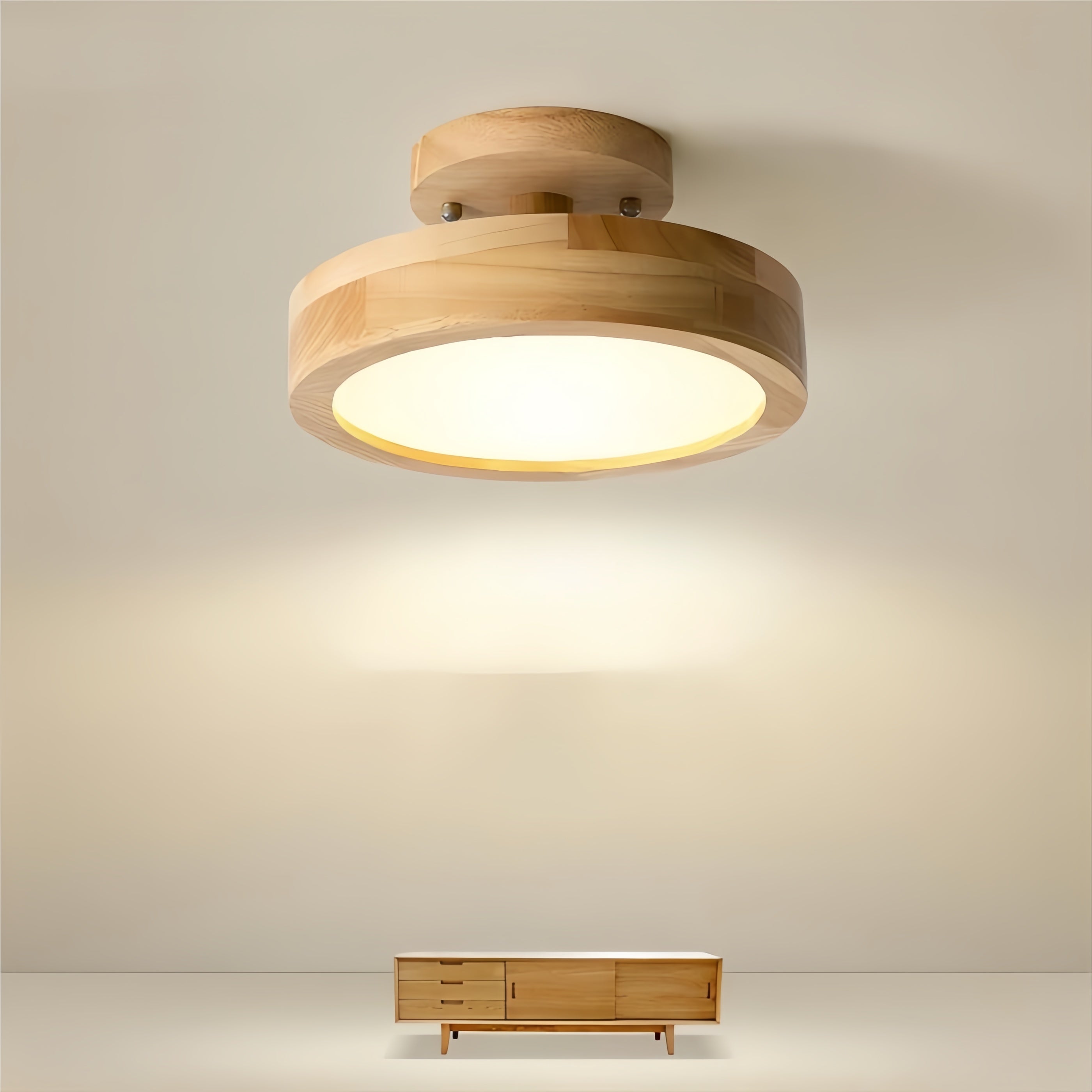 Macaroon Round Ceiling Lamp – Scandinavian Style Wooden Ceiling Light