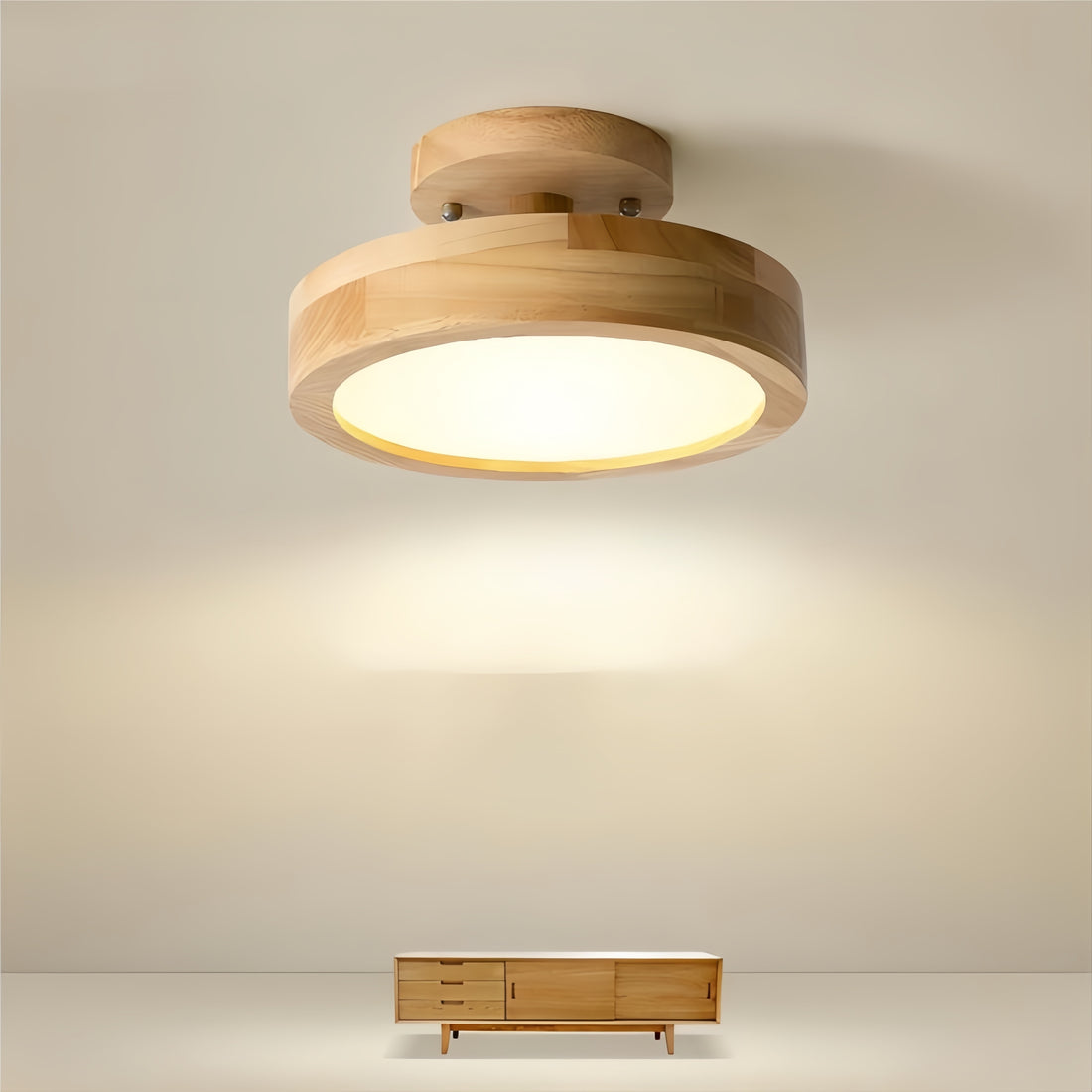 Plafonnier rond Macaron – Plafonnier en bois de style scandinave