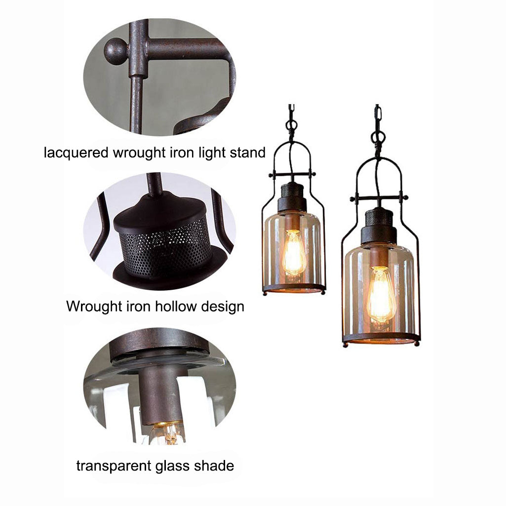 Industrial Black Smoked Glass Pendant Light