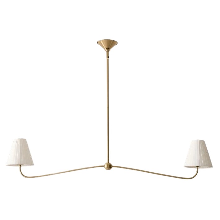 Fibura Modern Linen Chandelier - Metal Linear Light for Dining Room