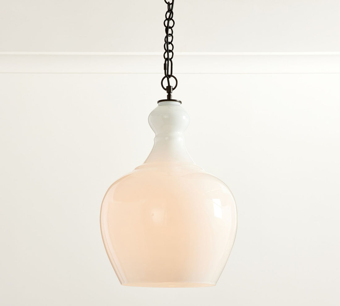 Suspension en verre Lawson – Verre recyclé et laiteux avec accents bronze