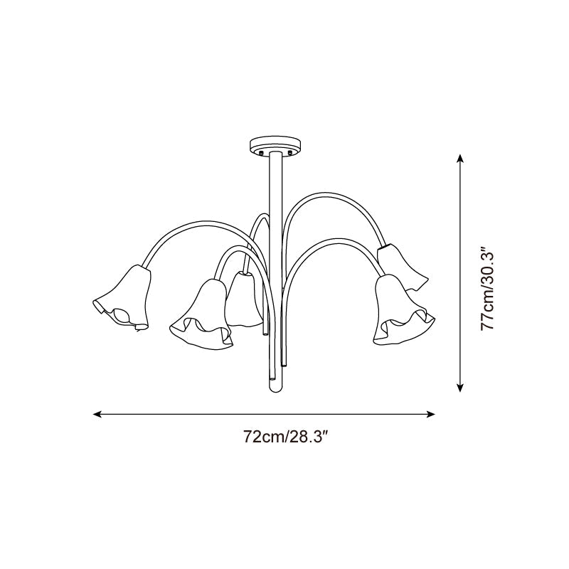 Bellina Modern Romantic Chandelier - Botanical Lily Design with Glass Flowers