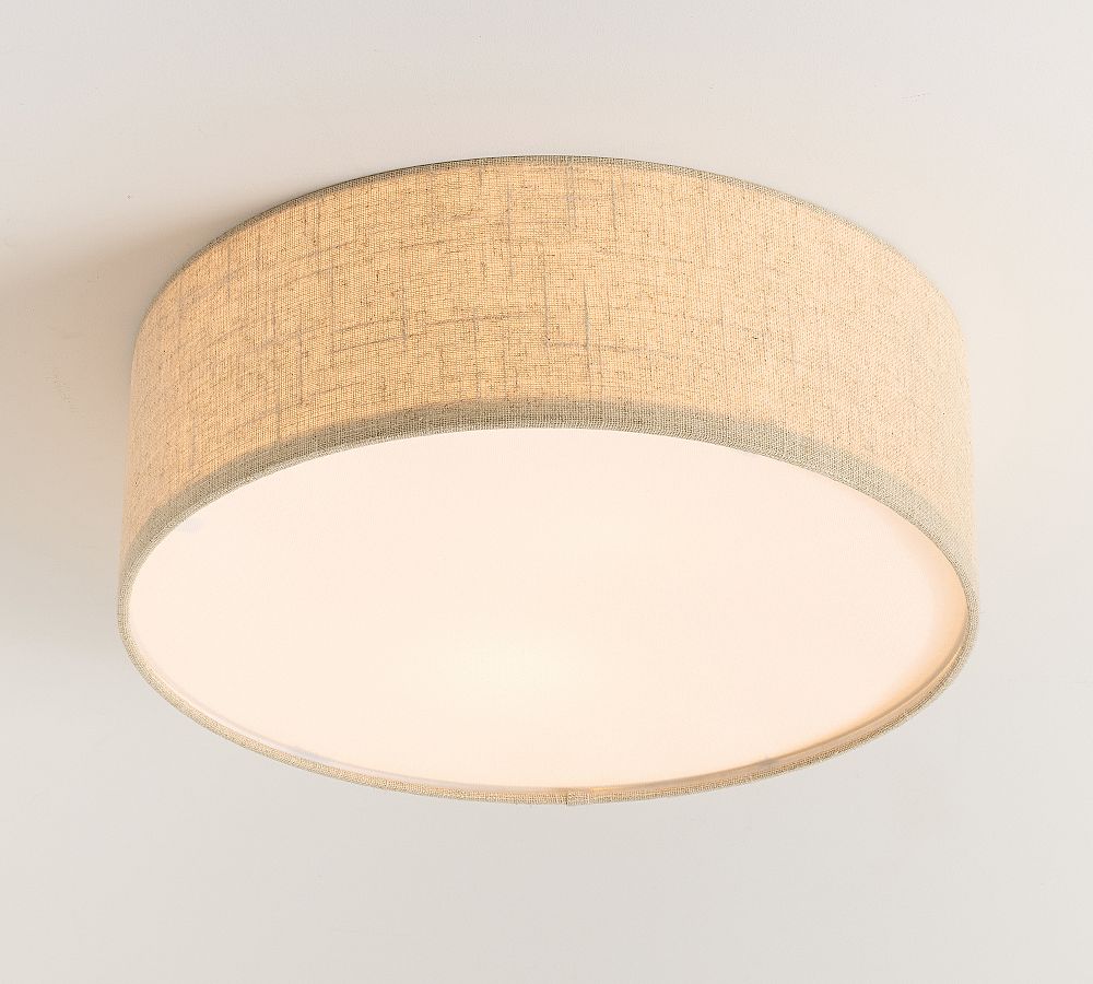 Dumora Linen Drum Flush Mount Ceiling Lamp - Stylish Soft Fabric Ceiling Light