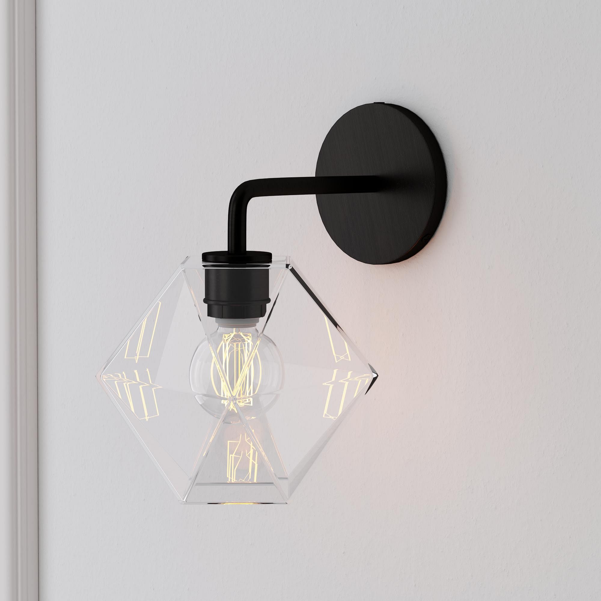 Talvior Geometric Modern Bathroom Sconce - Faceted Shade Light in Luxe Finishes