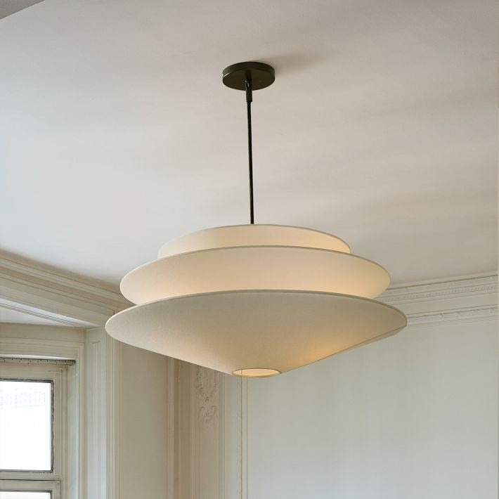 Solivara Linen Pendant Light - Modern Layered Lamp for Living Room