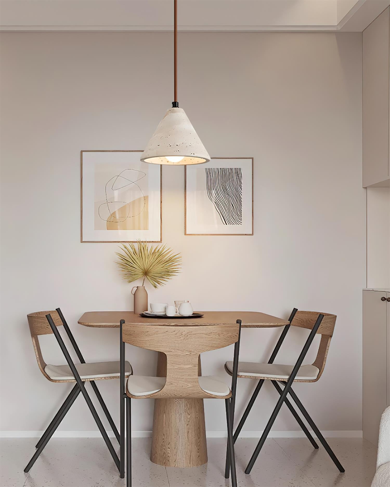 Minimalist Stone Pendant Light - Raw Yellow Travertine Lighting