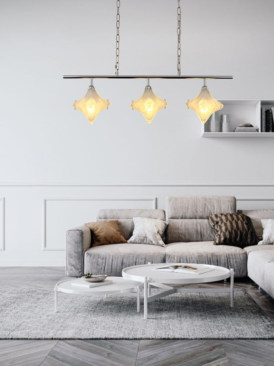 Art Deco Star Linear Pendant Light - Elegant Lighting for Kitchen Island  - Astris Cassiopeia