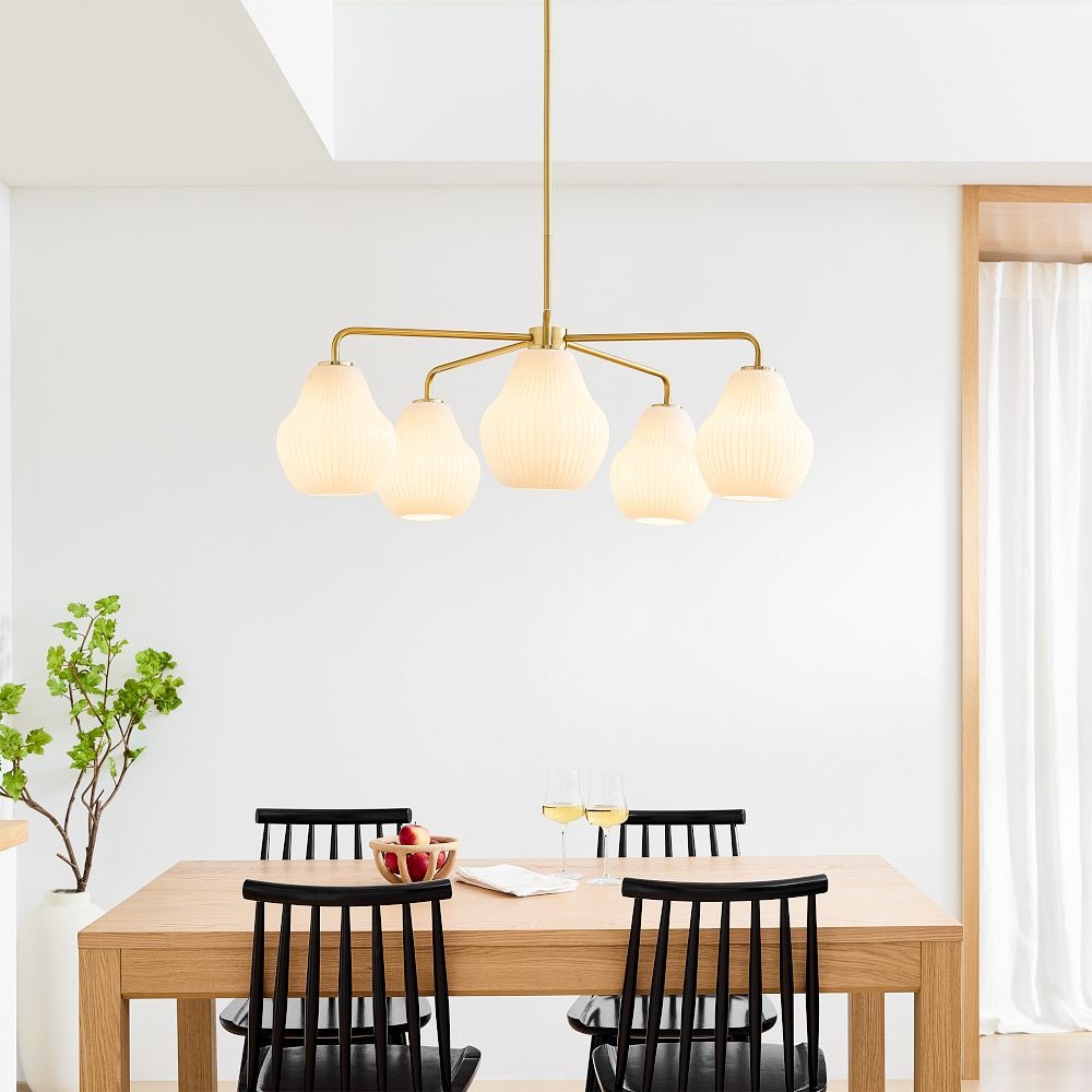 Lustre d'entrée Rivrona à 5 lumières – Éclairage moderne en verre strié