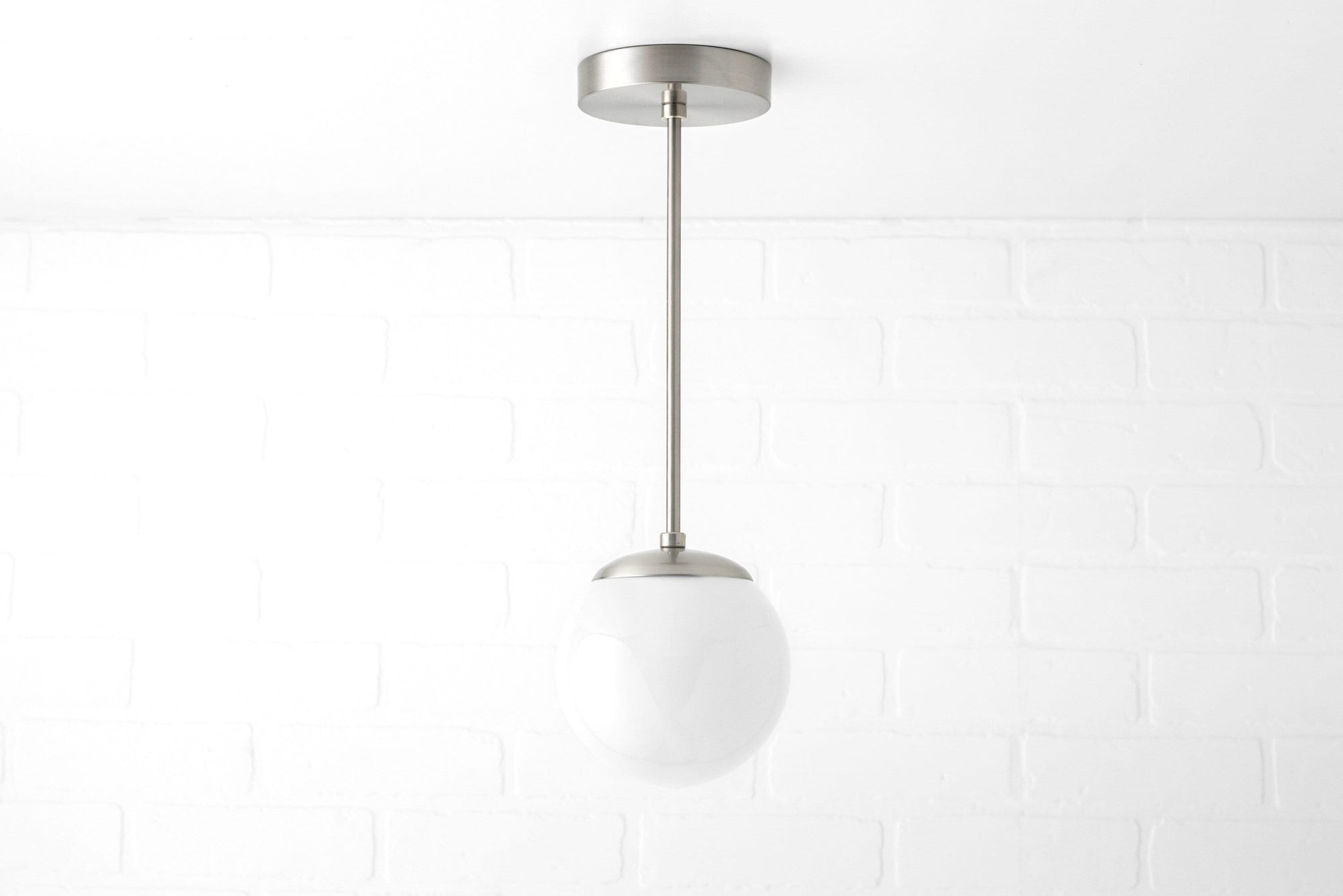 Glorica Glass White Globe Pendant Light - Mid Century Modern Glass Hanging Fixture