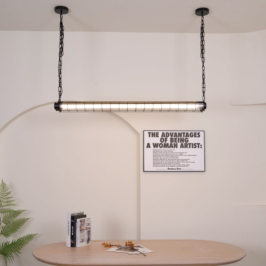 Handcrafted Glass Channel-Set Diffusers Linear Chandelier Sleek Design