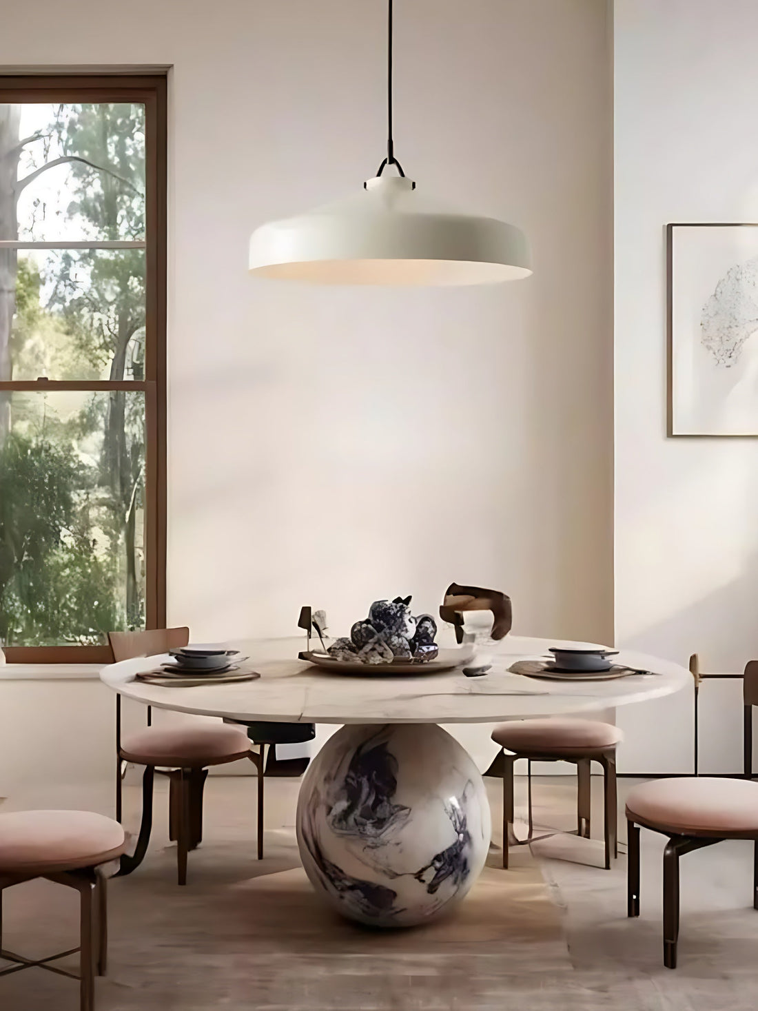 Suspension minimaliste en métal Morandi : un charme doux et subtil