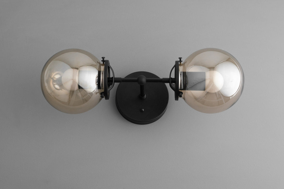 Lumio Globe Double Globe Vanity Wall Light - Rustic Farmhouse Bathroom Wall Fixture