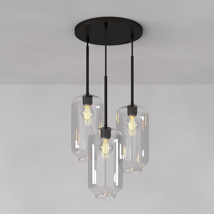 Lumivelle Pebble Glass Chandelier - 3-Light Modern Pendant Style