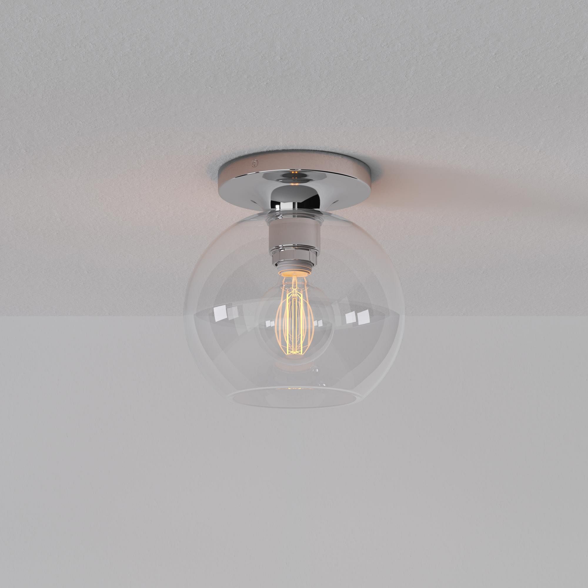 Selvion Modern Globe Ceiling Light - Damp-Rated Bathroom Lighting - Luxe Glass Shade