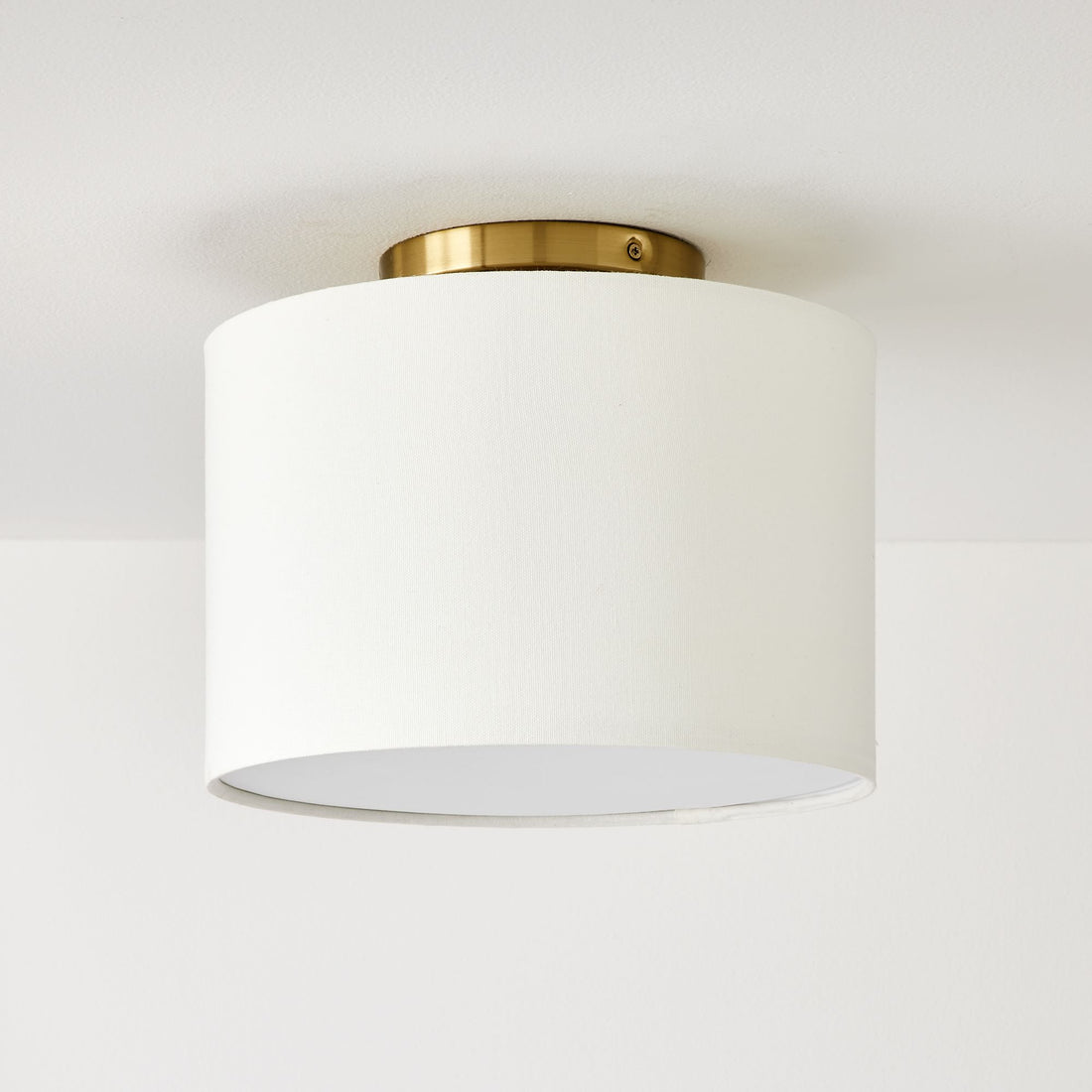 Jelvane Fabric Drum Ceiling Lamp - Linen Flush Mount Light for Hallway
