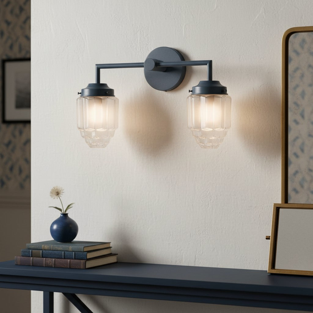 Tierlux Glass Art Deco Vanity Light - Colorful Skyscraper Globe Wall Fixture