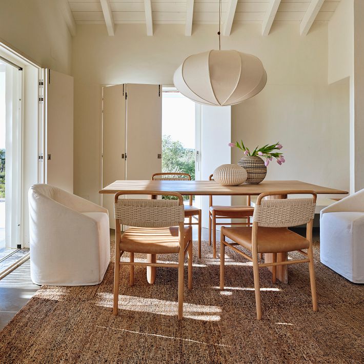 Alvian Linen Pendant Light - Adjustable Ball Dining Table Lighting