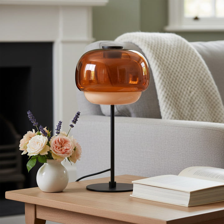 Clinco Modern Retro Glass Table Lamp - Mushroom Double Shade Design