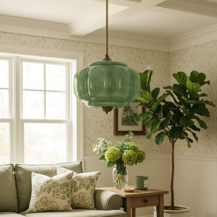 Eloise Vintage Pendant Light - Glass Semi-Flush Mount for Kitchen