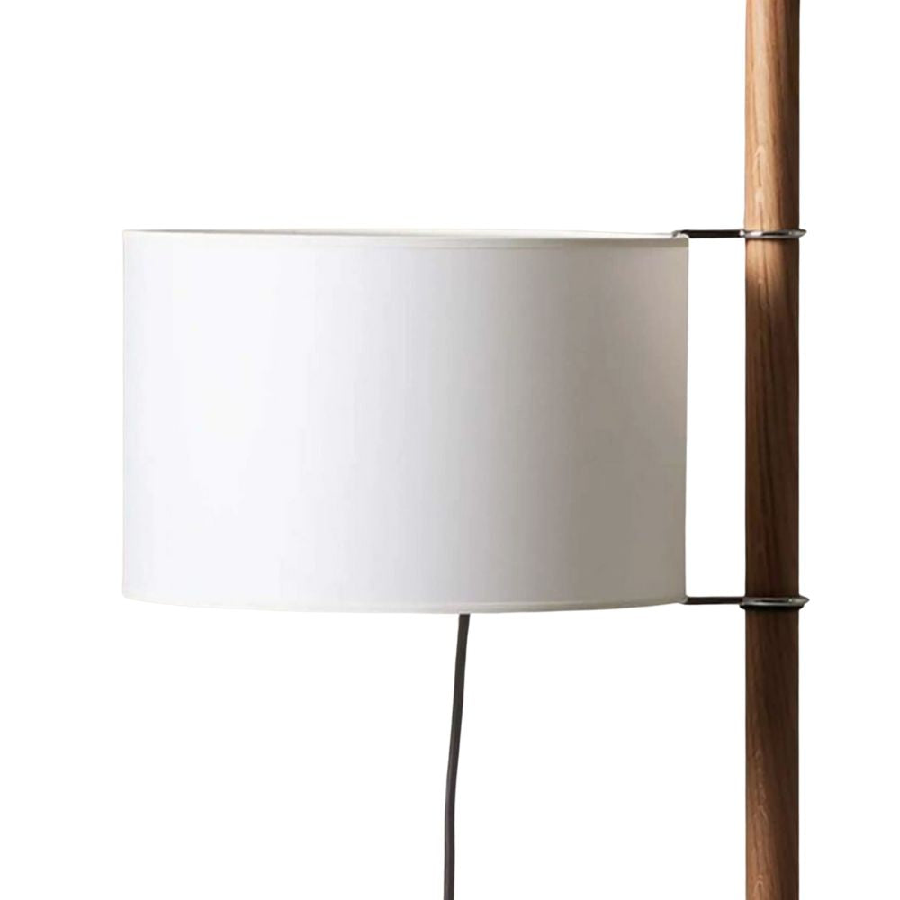Natural Wood Floor Lamp - Fabric Shade Standing Light for Living Room