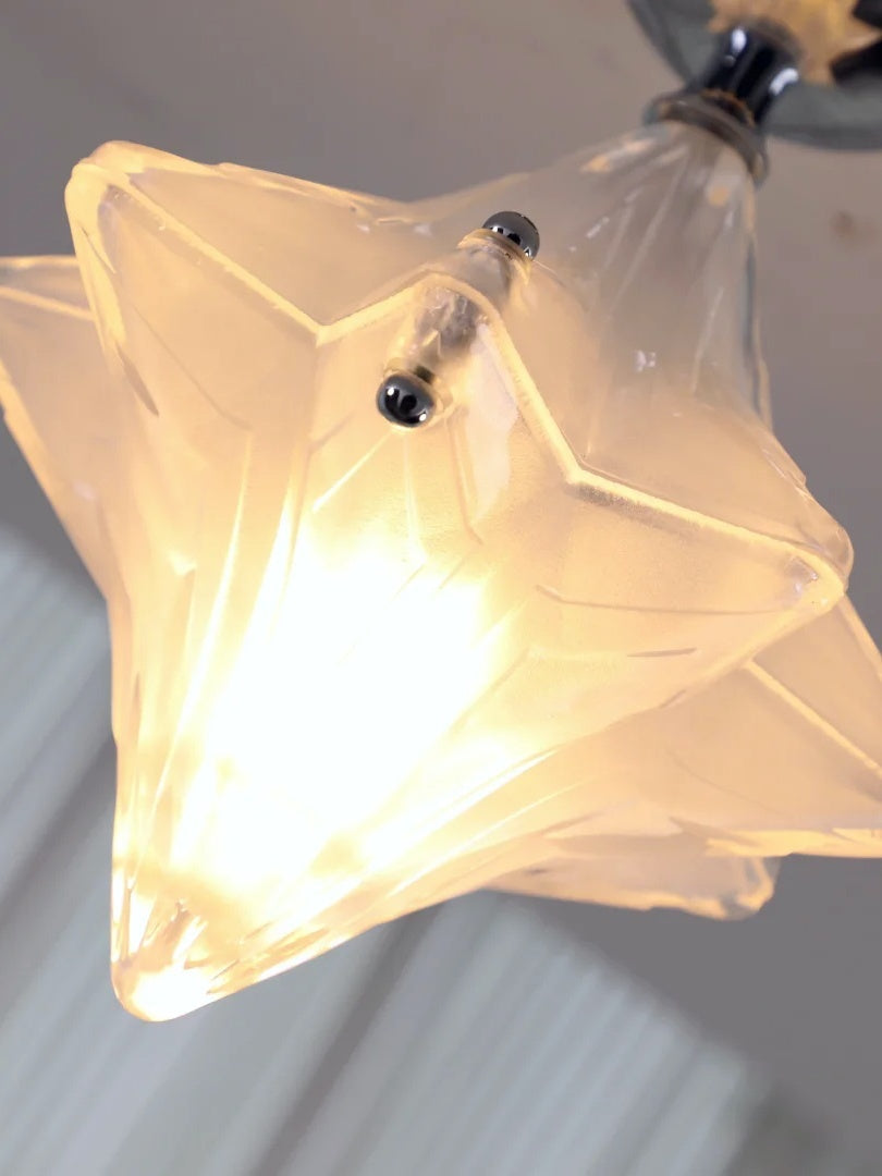 Art Deco Star Ceiling Lamp -Frosted Glass Fixture for Hallway & Entryway -Astris Ceres