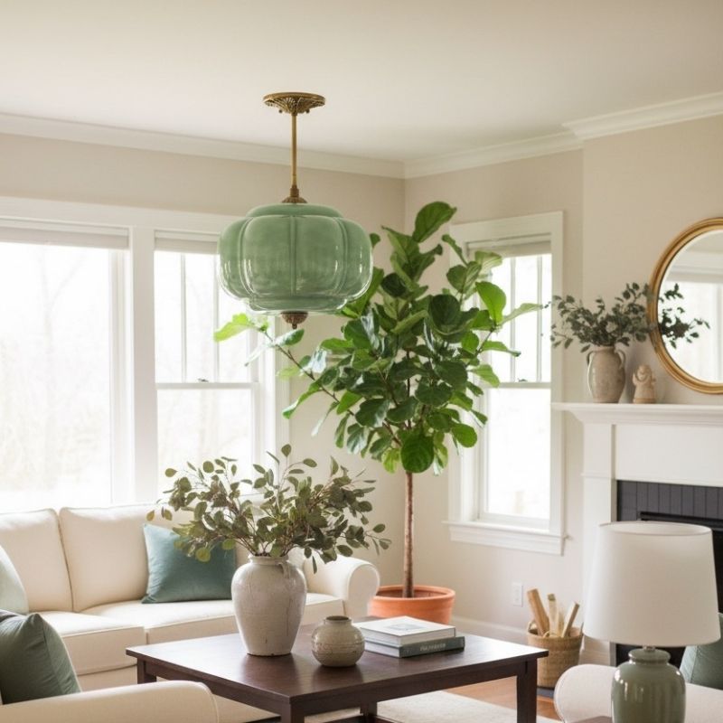 Eloise Vintage Pendant Light - Glass Semi-Flush Mount for Kitchen