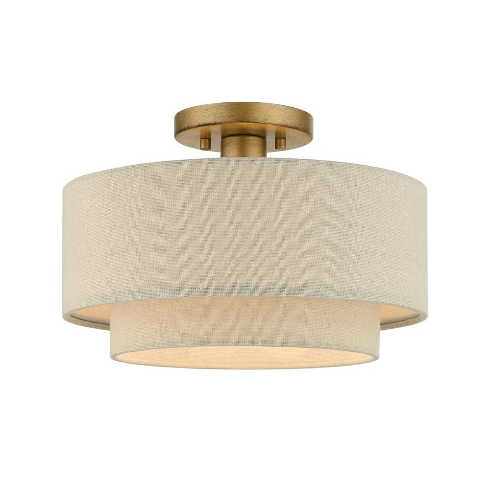 Linen Drum Ceiling Light - Textured Fabric Ceiling Lamp
