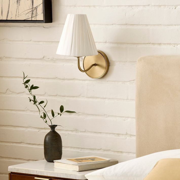 Fibura Sleek Metal Linen Shade Wall Light - Wall-Mounted Art