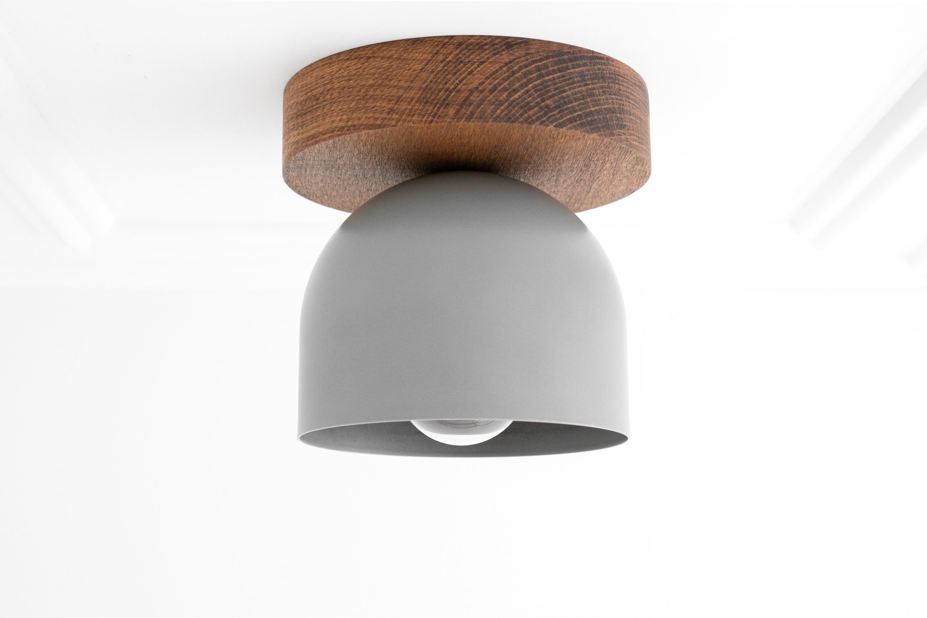 Metio Dome Modern Rustic Ceiling Light - Wooden and Metal Fusion