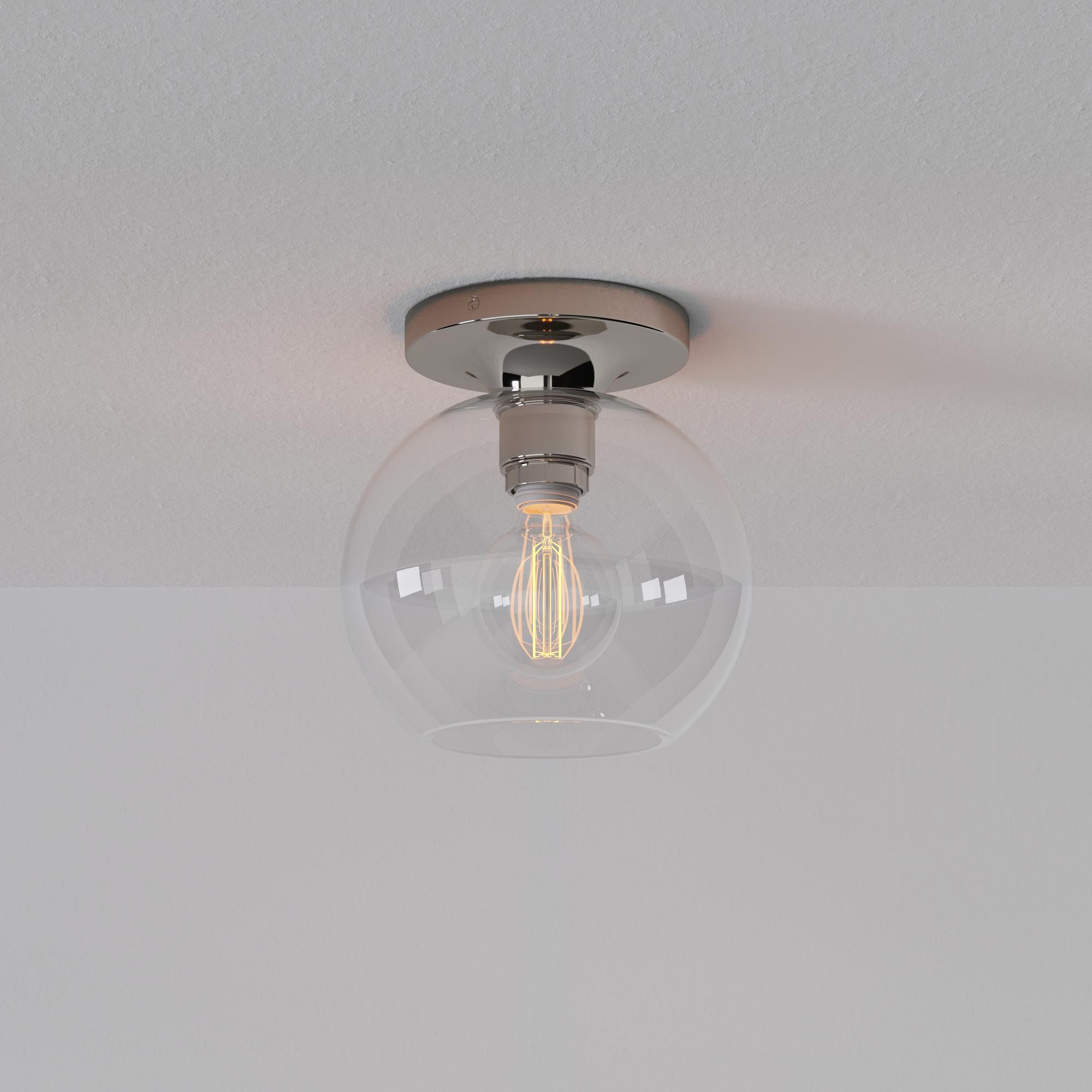 Selvion Modern Globe Ceiling Light - Damp-Rated Bathroom Lighting - Luxe Glass Shade