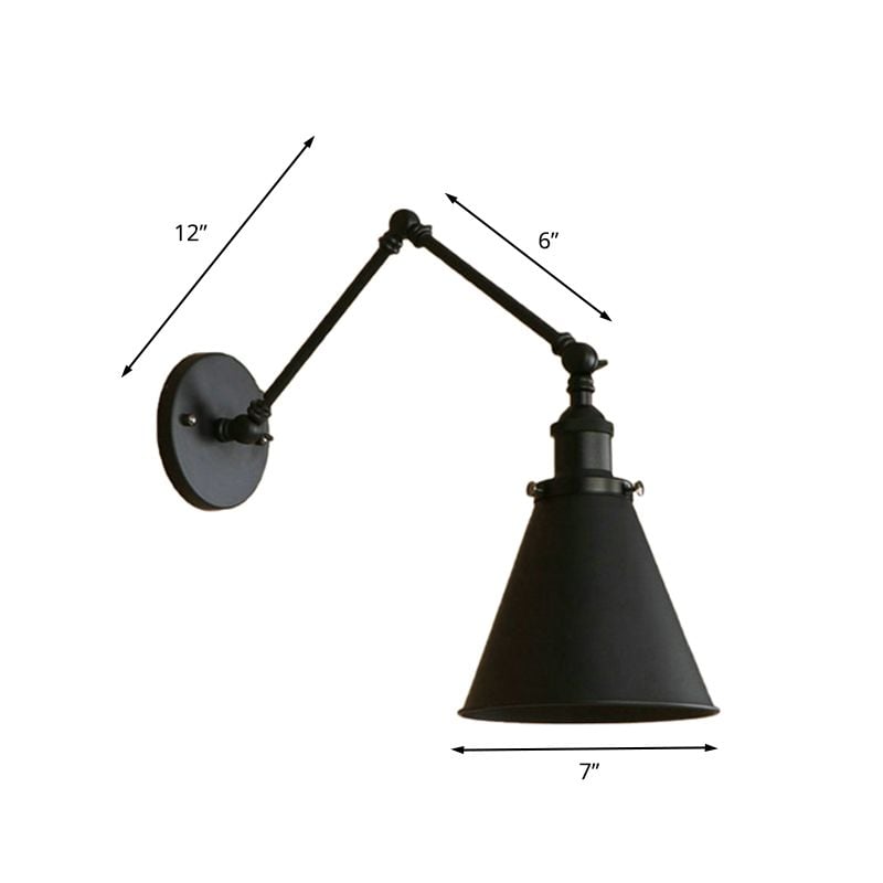 Adjustable Industrial Metal Wall Sconce with Long Articulated Arm