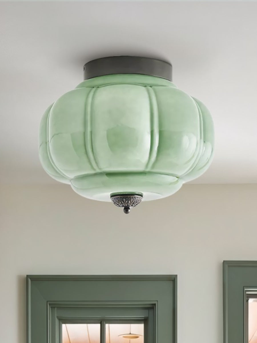 Plafonnier élégant en verre vert