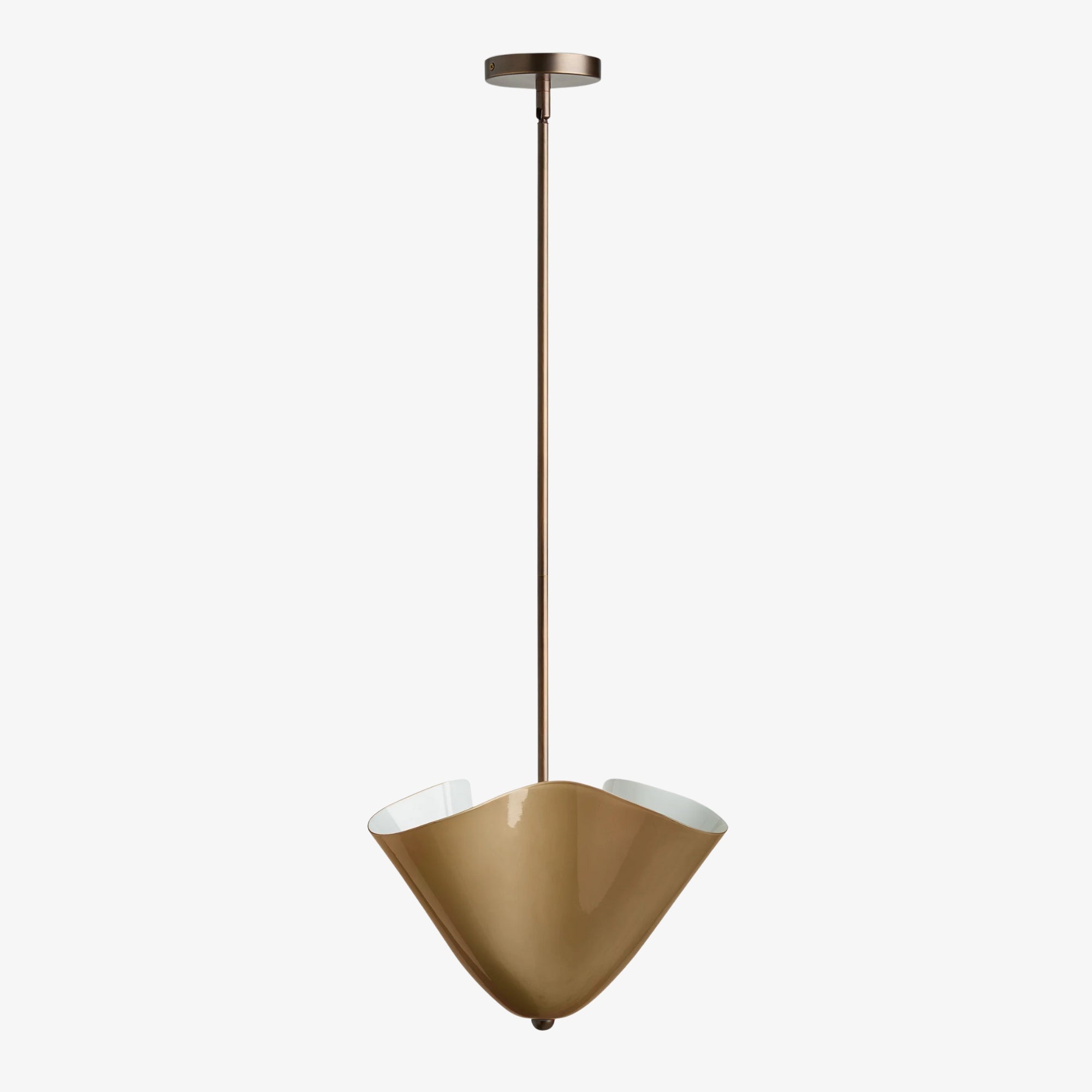 Bellina Radner Pendant Light – Colored Glass Shade with Brass Detail for Modern Spaces