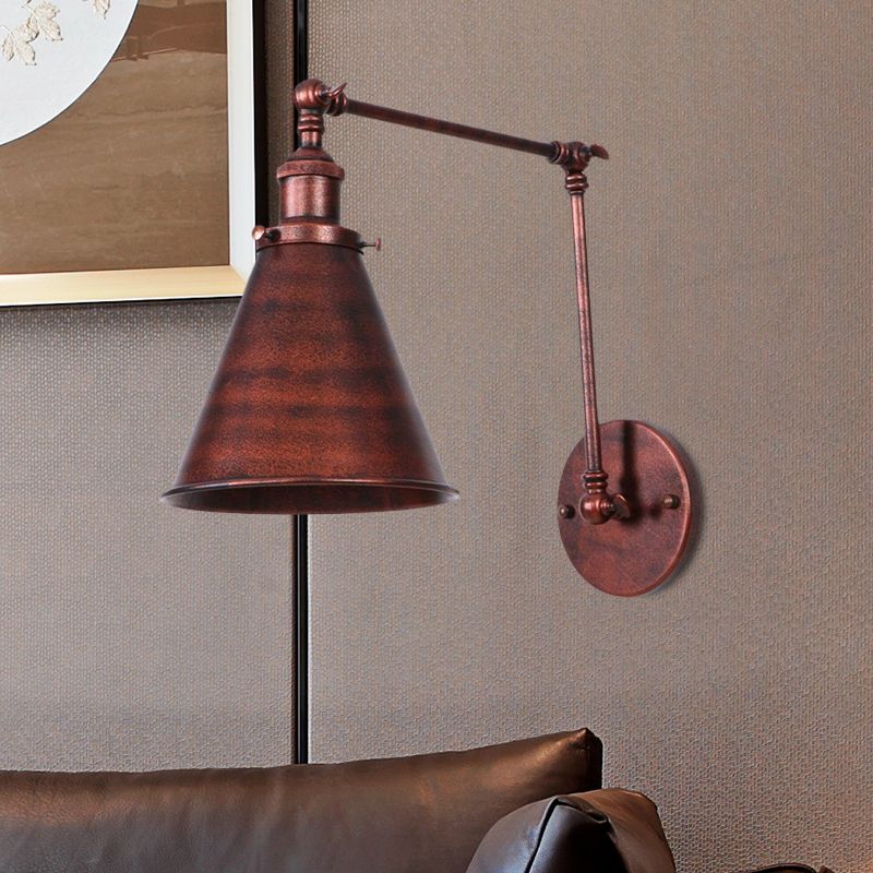 Adjustable Industrial Metal Wall Sconce with Long Articulated Arm