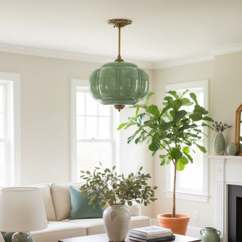 Eloise Vintage Pendant Light - Glass Semi-Flush Mount for Kitchen