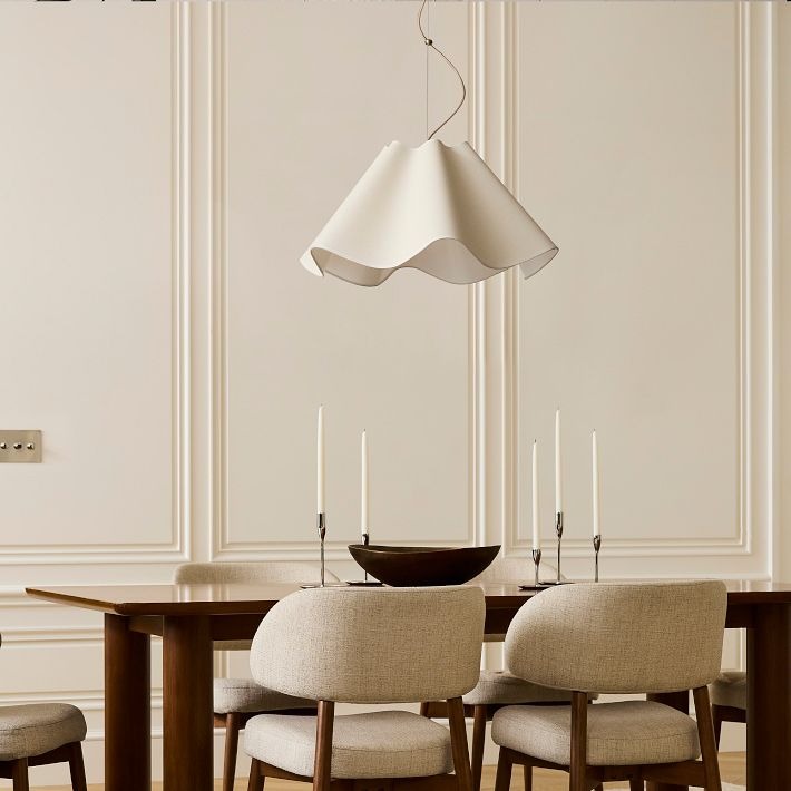 Oslan Modern Scalloped Pendant Light - Ivory Linen Shade for Hallway