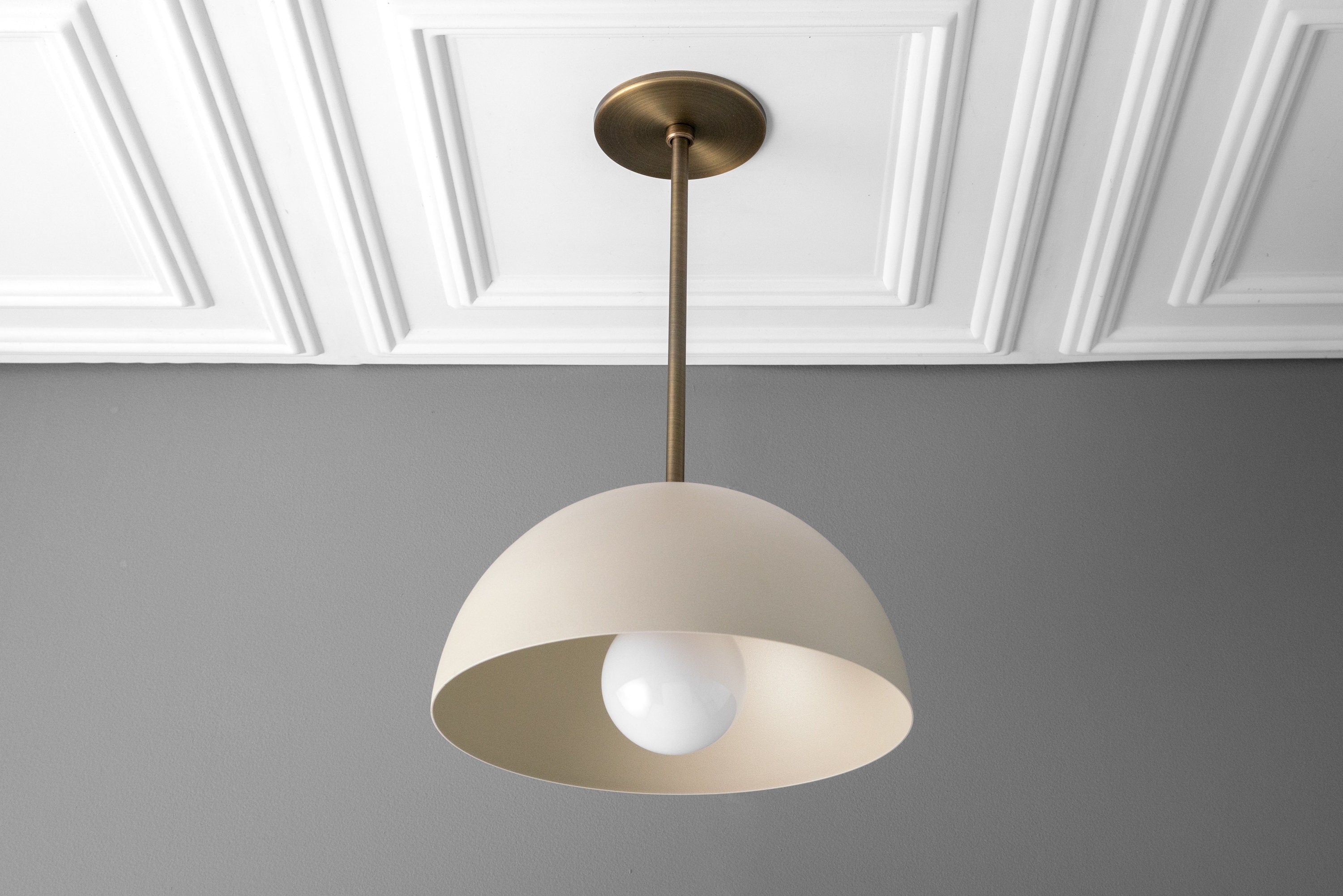 Metio Dome Neutral Dome Pendant - Modern Metal Accent Lighting