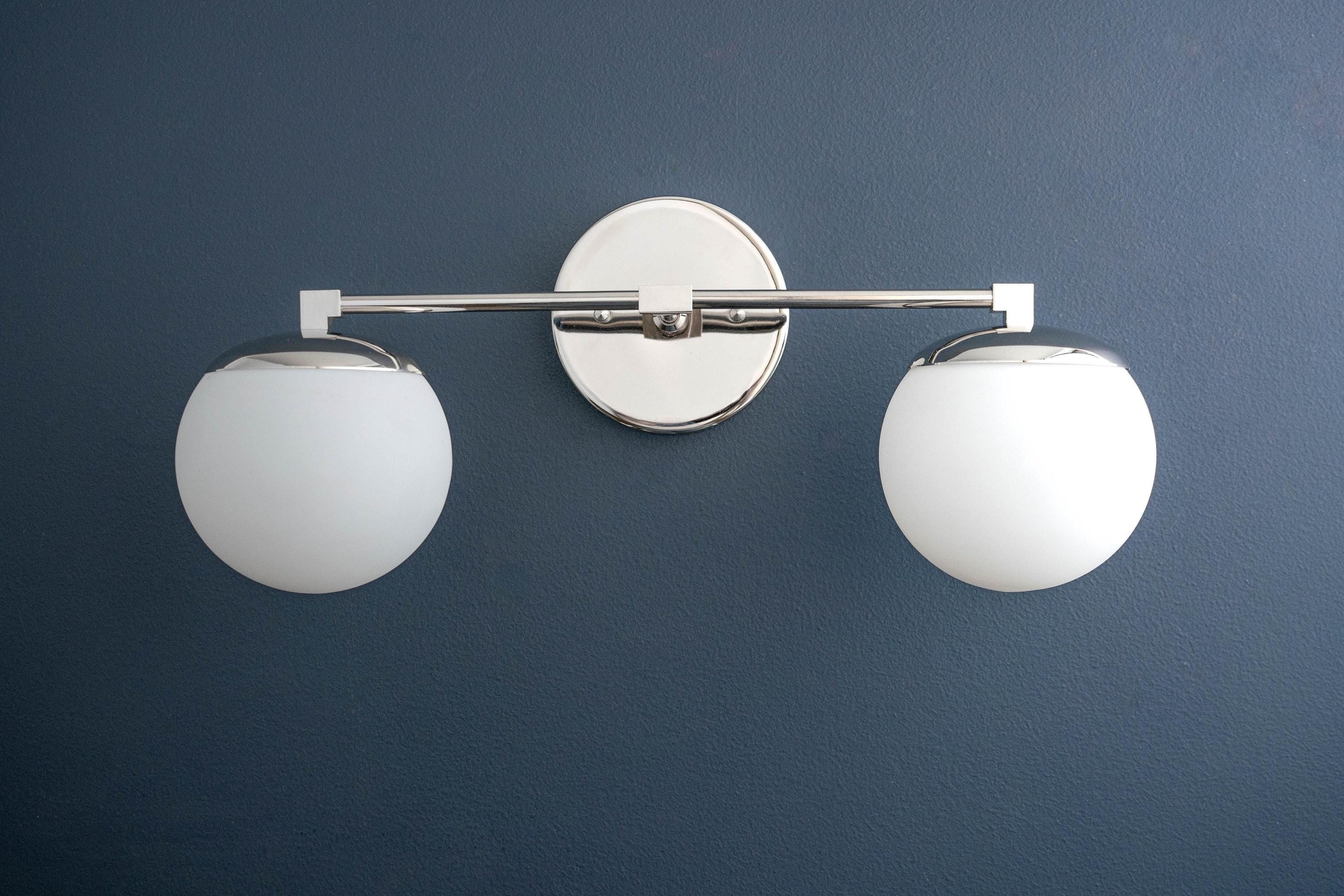 Glorica Glass Vanity Light - Art Deco Brass Wall Globe Fixture Modern