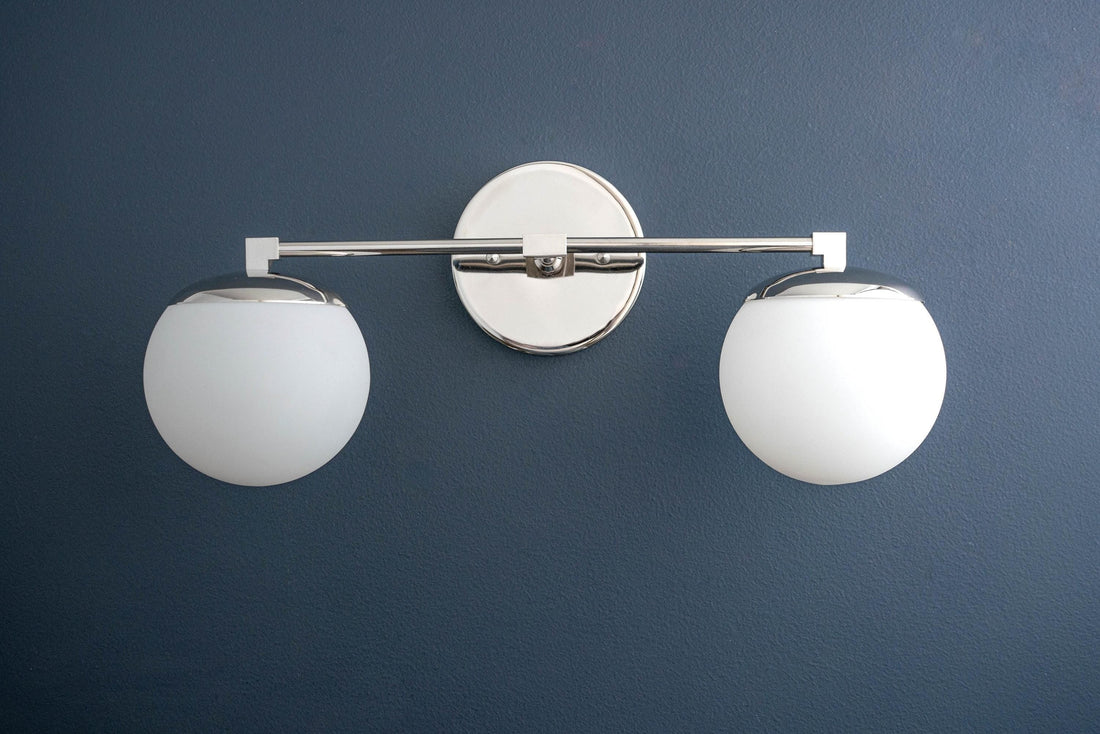 Glorica Glass Vanity Light - Art Deco Brass Wall Globe Fixture Modern