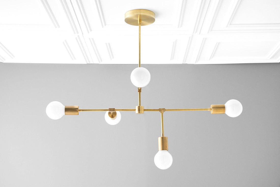 Mobilux Line 5 Light Chandelier - Modern Ceiling Hanging Lamp for Dining Room