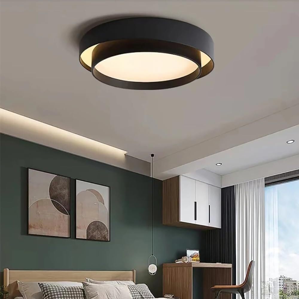 Plafonnier rond double couche – Design encastré en acrylique nordique