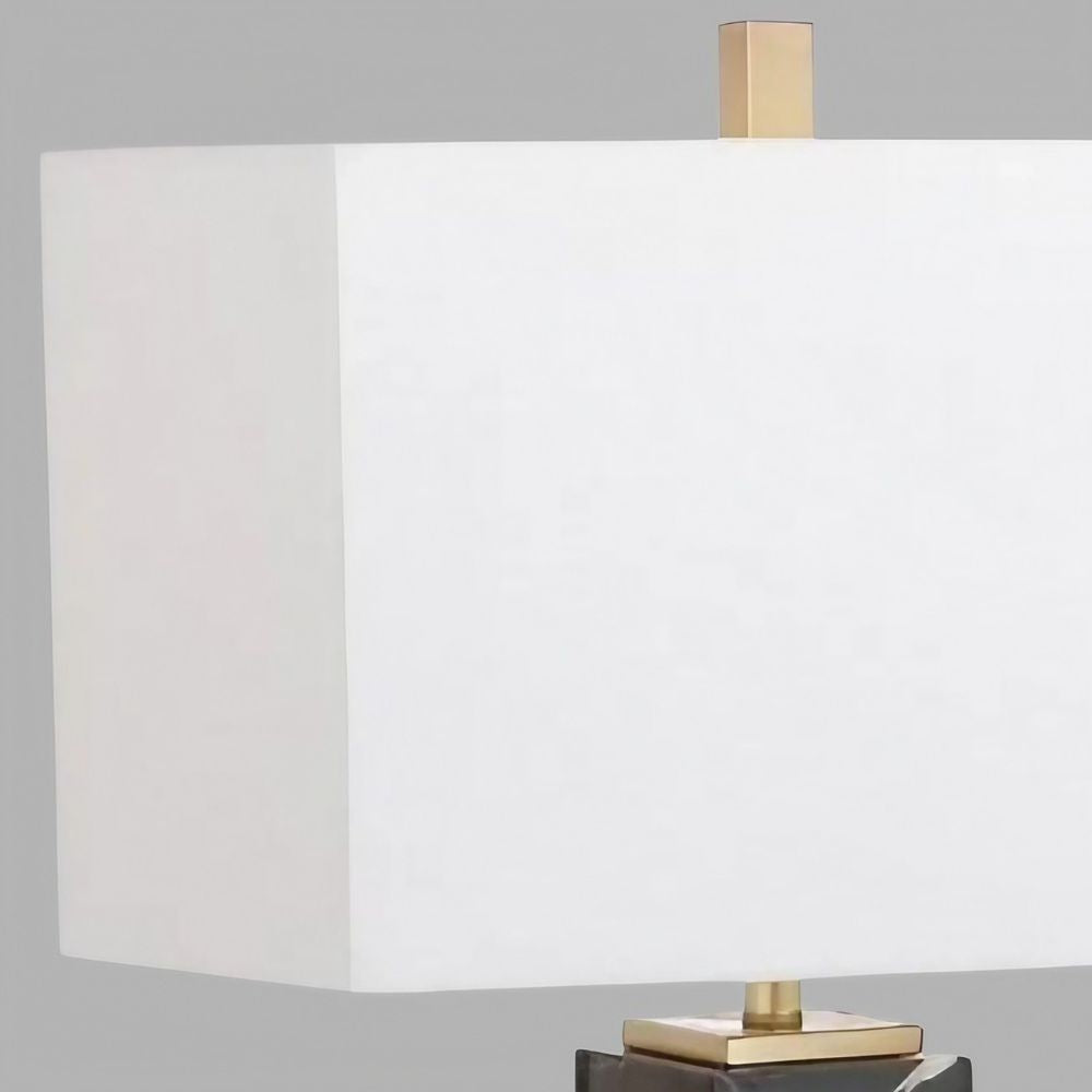 Black Marble Table Lamp - Luxury Polished Stone Base Design