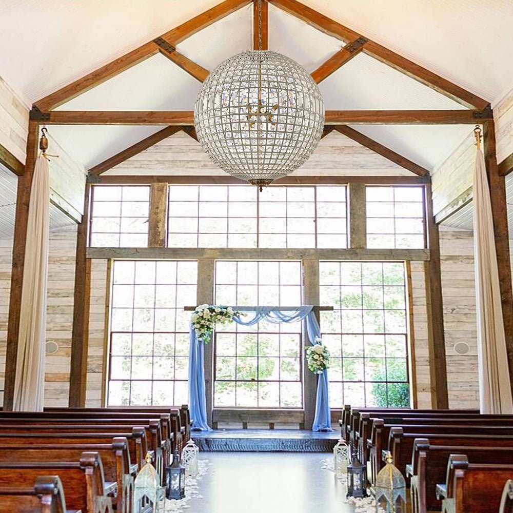 Vintage Brass Crystal Globe Chandelier for Sophisticated Lighting