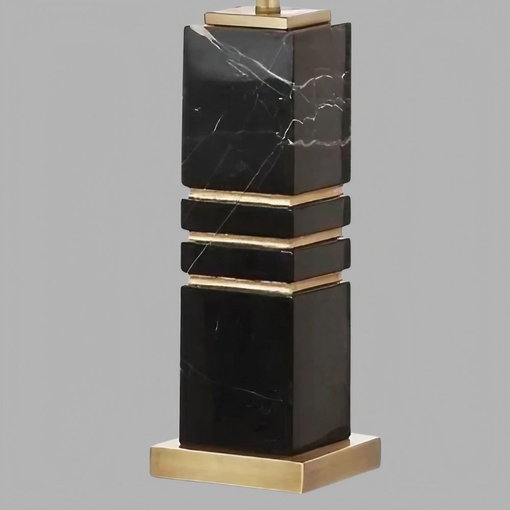 Black Marble Table Lamp - Luxury Polished Stone Base Design