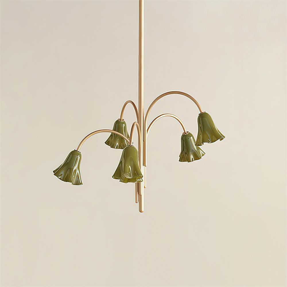 Bellina Modern Romantic Chandelier - Botanical Lily Design with Glass Flowers