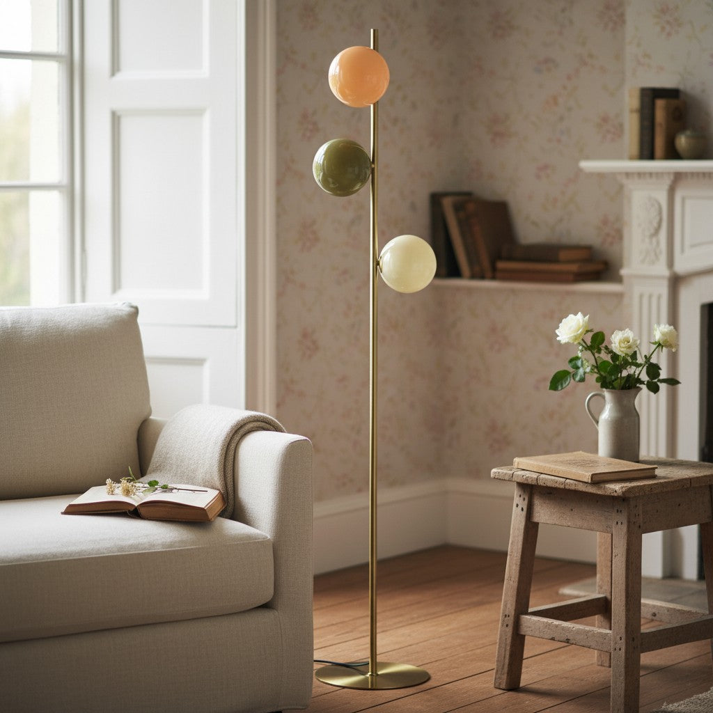 Opal Glass Floor Lamp - Modern Standing Light