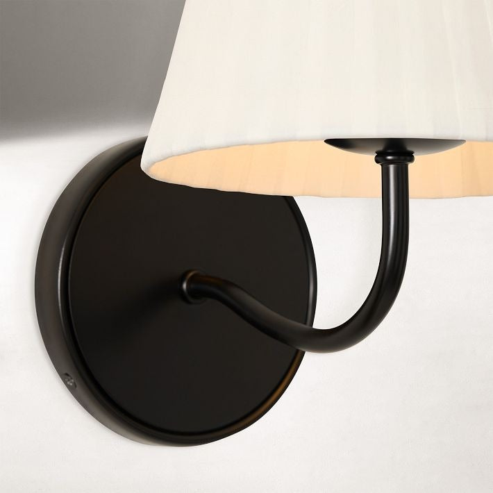 Fibura Sleek Metal Linen Shade Wall Light - Wall-Mounted Art