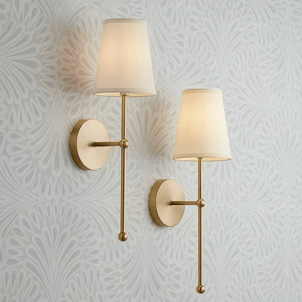 Fabric Wall Sconce - Brass Bedroom Wall Light