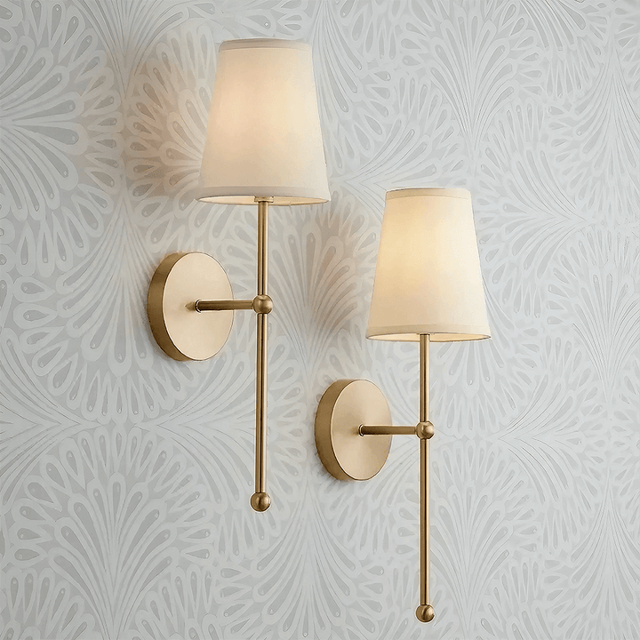 Fabric Wall Sconce - Brass Bedroom Wall Light