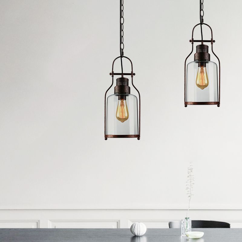 Industrial Black Smoked Glass Pendant Light